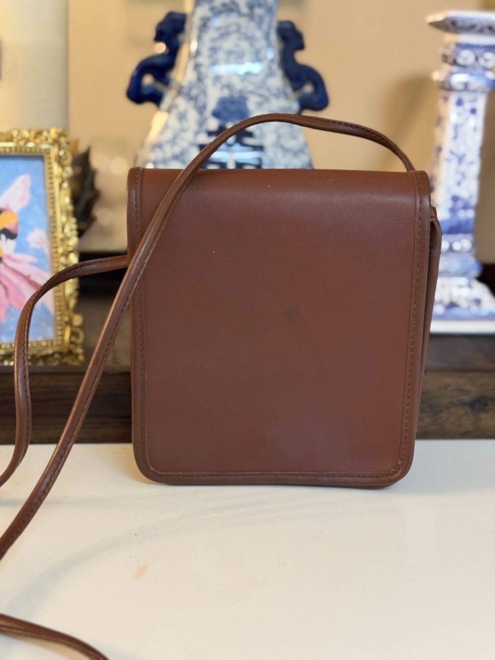 🤎 VINTAGE VALARIE STEVENS TAN LEATHER CROSSBODY BAG!